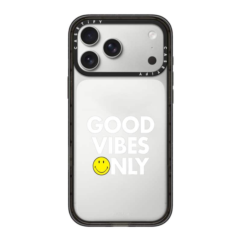 CASECASE X Smiley Good Vibes Only Case Black / Sky Blue / Pink Fizz Candy Collection Color Clear Hard Hard Magnet Impact Case cho Apple IPhone 13 14 15 16 17Pro Max Plus Có Hộp
