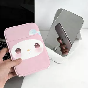 Thỏ hồng Hạnh phúc Gương Gấp Xinh Đẹp Gương Trang Điểm Foldable Thời Trang Nữ