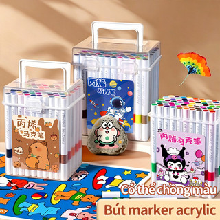 Bút acrylic marker giá tốt 24/36/48 màu – Dành cho trẻ em, dễ sử dụng, an toàn, khô không bị lem.