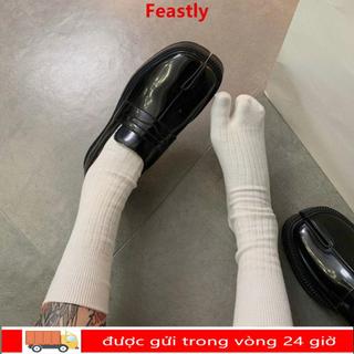 Tất hai ngón mềm mại FEASTLY, Tất xẻ ngón chân chất lượng cao, Tất Tabi Cotton sọc thoải mái cho nữ