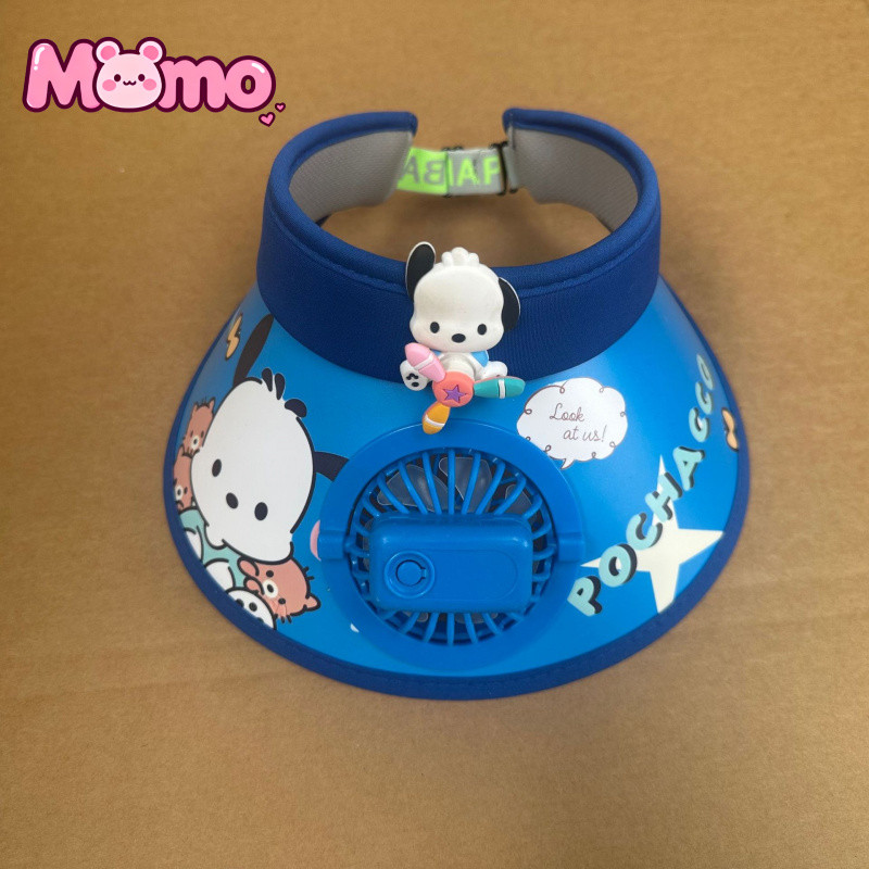 Mũ chống nắng mùa hè cho trẻ em Sanrio dành cho bé trai và bé gái, có quạt và thiết kế nắp mở