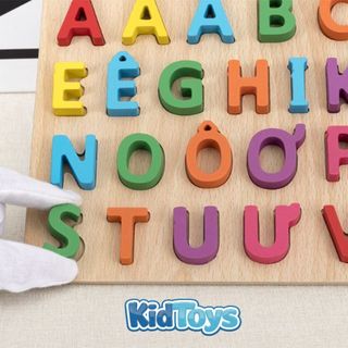 Bảng chữ cái và số gỗ nổi KidToys – đồ chơi trí tuệ học tiếng việt cho bé