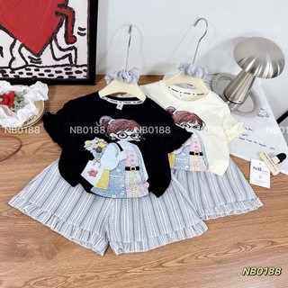 10-30kg Set cô gái trắng đen mix quần kẻ NB