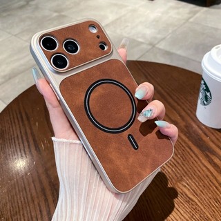 Ốp Điện Thoại Từ Tính Da Lộn Sang Trọng Thích Hợp Ốp Lưng Cho iPhone 13 14 15 16 17 Pro Max Retroism Vỏ Chống Sốc