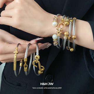 Vòng tay mở thép không gỉ thiết kế thắt nút hai lớp, đơn giản và thời trang