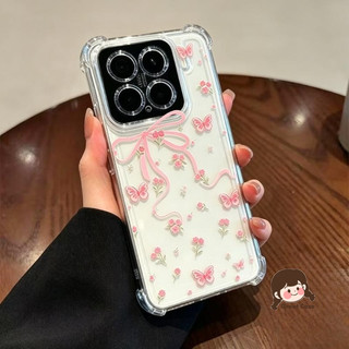 Ốp Điện Thoại Hoa Bướm Màu Hồng Thời Trang Cho Poco X8 Pro Max X7 Pro X6 Neo X5 X4 X3 NFC GT X2 F8 F7 Ultra F6 F5 F4 GT F3 F2 Pro 5G 4G Vỏ Mềm Bốn Góc Dễ Thương