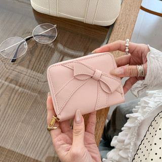 Ví nữ Sweet Bow Da PU Dễ thương Đa chức năng Hộp đựng thẻ có thể gập lại Ví đựng tiền xu