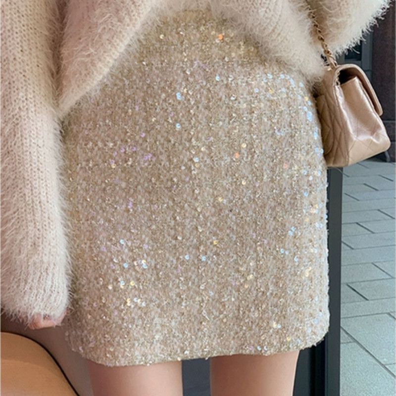 Váy đính kim sa tweed thu đông, phù hợp cho các buổi tiệc và thời trang hàng ngày