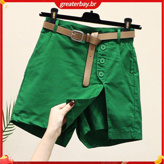 Quần short Mini màu trơn Quần short chân giảm béo Quần short váy cạp cao sành điệu có túi chia bên hông Hợp thời trang Đông Nam Á dành cho nữ