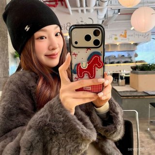 Ốp Điện Thoại Thích Hợp Cho iPhone 7 8 X XS XR XSMAX 11 12 13 14 15 16 17 Pro max Plus Air Black Thêu Pony Vỏ Bảo Vệ Chống Sốc Bao Gồm Tất Cả A4VG
