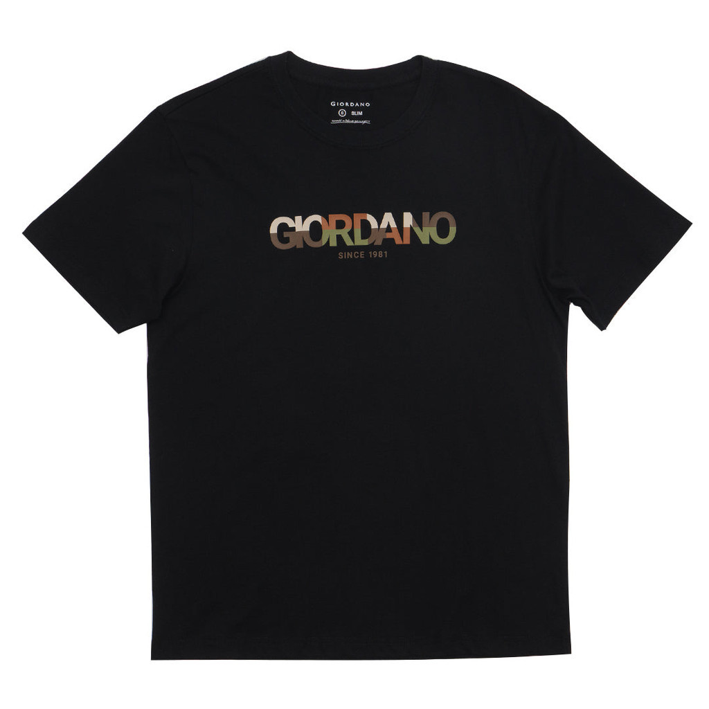 GIORDANO Cổ Điển In logo Cổ Điển Áo Thun Cổ Điển Phù Hợp Với Nam Nữ Cùng Phong Cách