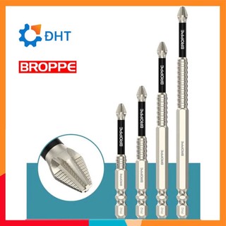 Mũi vít PH2 chống trượt TOPBits hãng BROPPE | Mũi bắn vít 1 đầu PH2 bake chữ thập từ tính cao, chân lục giác ngắn 6.35mm