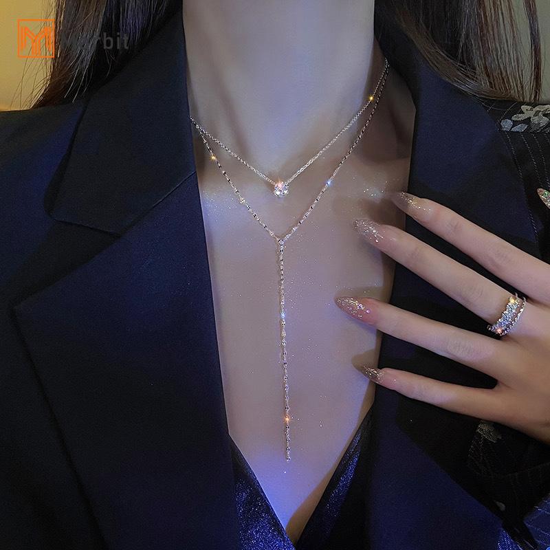Dây chuyền hình chữ Y sáng bóng như kim cương, phù hợp trang sức cưới cá tính và thời trang