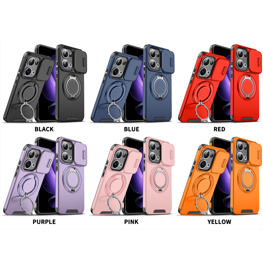 PC + TPU Trượt Ống Kính Cửa Sổ Xoay Từ Đứng Ốp Lưng Điện Thoại Oppo Reno 14 13 Pro 14F 13F A80 A60 A40 A5X A5 Pro A3X A3 5G 4G Chống Sốc Chống Bụi