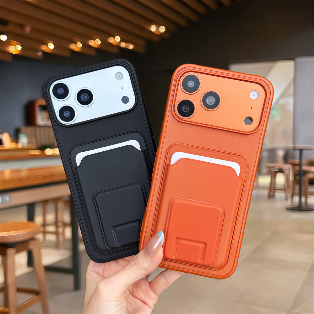 Ốp điện thoại đựng thẻ vuông đơn giản cho iPhone 17 Pro Max 13 14 15 16 pro max Bảo vệ ống kính chống rơi Vỏ cứng bảo vệ điện thoại