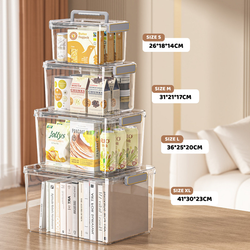 Hộp Nhựa PET Đựng Đồ Dung Tích Lớn ENODA HOME, Hộp Đựng Đồ, Lưu Trữ Đồ Đa Năng 4 Kích Thước Có Nắp Quai Cài Q520