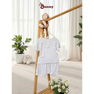 Bộ cộc cổ trụ bé trai cao cấp Bunnybaby chất tăm Hàn mềm mịn size 3-24 tháng