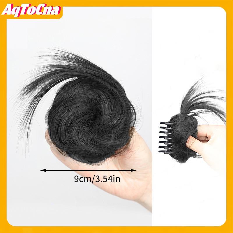 AqToCna Tổng Hợp Tóc Bun Xoăn Tóc Giả Gước Kẹp Thịt Viên Co Giãn Đuôi Ngựa Phần Mở Rộng Tóc Scrunchy Giả Miếng Cho Nữ AqToCna