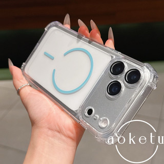 Túi khí chống rơi bốn góc thích hợp cho vỏ điện thoại Apple 17promax iPhone 15 acrylic trong suốt 14 vỏ hút từ tính hình tròn mỏng 13 có vỏ bảo vệ màng ống kính tích hợp