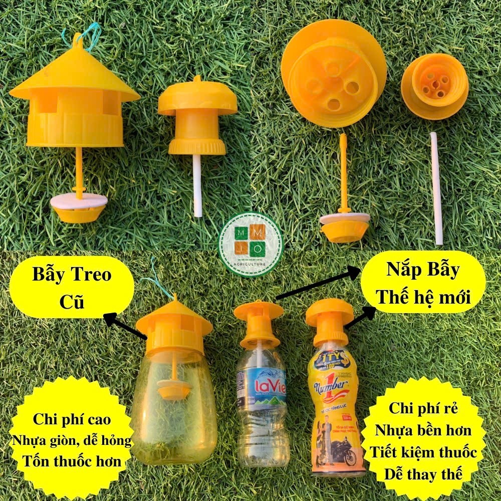 【24H】Ống Mốt Trắng Bẫy Ruồi Vàng, Tinh Chất Dẫn Dụ Sinh Học Hiệu Quả, Nhựa Cứng Bền Chống Mưa Nắng, Tiện Lợi, Giá Rẻ