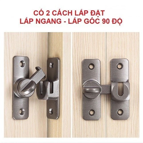 【COD】Chốt cài cửa không cần khoan cao cấp xoay linh hoạt 90-180 độ, chất liệu hợp kim nhôm chống gỉ, dễ lắp đặt tại nhà.