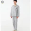 Bộ đồ ngủ sọc cotton nguyên chất bằng sợi hai lớp phong cách cặp đôi / Nam nữ mùa xuân 100% cotton dài tay Quần mặc nhà / Mềm mại thoải mái