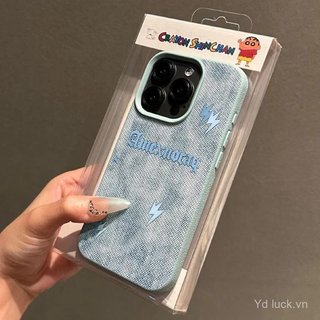 Denim Smudge Phong Cách Văn Học Vỏ Thời Trang Thích Hợp Cho iPhone 15pro 14 16pro 17promax Tính Khí Kết Cấu Da 16plus 15 13 14pro 12 11promax Vỏ Điện Thoại Chống Sốc