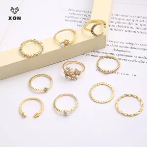 Bộ 10 Nhẫn Mặt Trăng và Ngôi Sao Vintage, Thiết Kế Sáng Tạo, Trang Sức Thời Trang