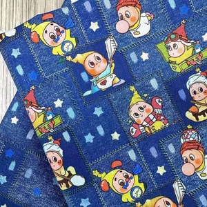 Tất Cả Cotton 8A Chải Vải Denim Ngôi Sao Handmade DIY Vải Hoạt Hình In Túi Thú Cưng Miếng Lót Nước Bọt Khăn 4.3