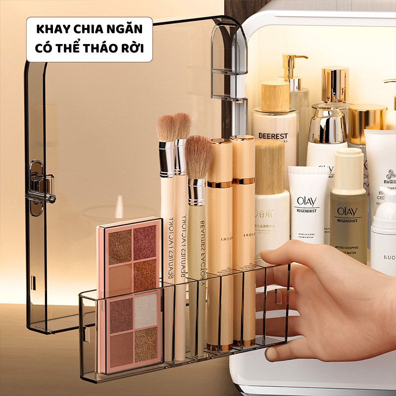 Tủ Kệ Cửa Trong Suốt Đựng Mỹ Phẩm ENODA HOME, Hộp Trong Suốt Đựng Đồ Makeup Trang Điểm 2 Ngăn Để Bàn R820