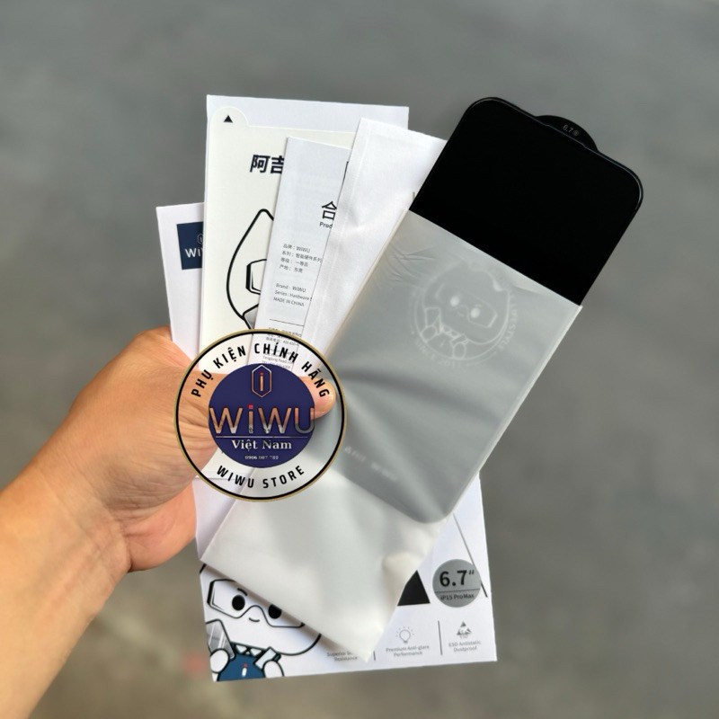 Kính Cường Lực WiWu Trong Suốt Viền Đen Cho iPhone 13 Đến 17 Pro Max - Độ Cứng 9H, Có Màng Loa Kháng Bụi, Hộp 1 & Hộp 10
