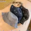 Mũ ngư dân Denim DAYBREAK, Mũ xô mềm có thể gập lại, Nơ thoáng khí thêu vành rộng Mũ chống nắng đi biển