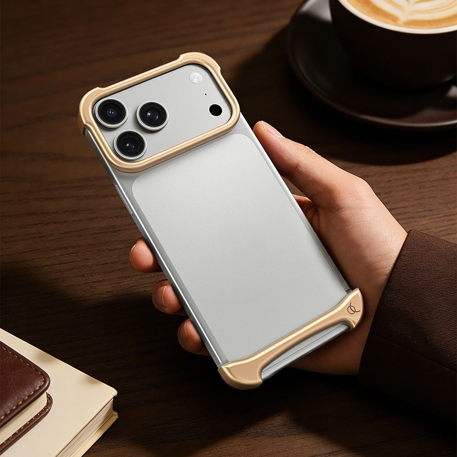 Ốp điện thoại không khung màu cam sang trọng cho iPhone 17 Pro Max 17 Pro Nút kim loại Cảm giác da Vỏ chống sốc