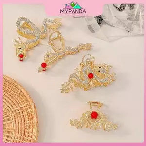 Kẹp Tóc Móng Vuốt Rồng MYPANDA 2024 - Thiết kế Cá Mập và Đá Nhân Tạo, Phong Cách Cá Tính Cho Nữ