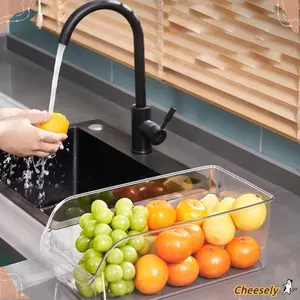 Thùng sắp xếp tủ lạnh CHEESELY, Hộp bảo quản thực phẩm tiết kiệm không gian, Bảo quản độ tươi Hộp đựng PP cấp thực phẩm Đồ dùng gia dụng