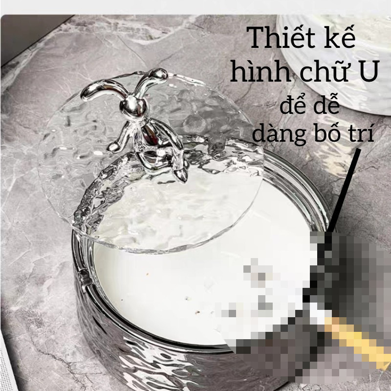 Hộp Gốm Sứ Hình Thỏ - Nắp Acrylic Chống Bụi, Đa Năng: Trang Trí & Đựng Đồ, Quà Tặng Đẹp