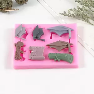 TRTR 1 Tốt Nghiệp Bác Sĩ Mũ Hình Khuôn Silicon DIY Bánh Đường Trang Trí Khuôn Sugarcraft Sô Cô La Fondant Món Tráng Miệng Khuôn Nướng Bánh VN