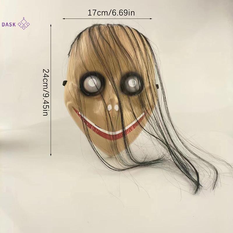 DASK mặt nạ Halloween tóc dài hình chữ V, mặt nạ ma nữ MoMo, hóa trang kinh dị