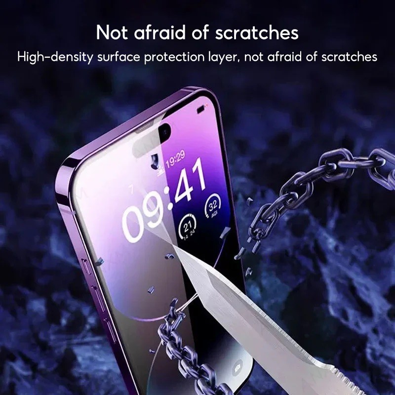 Kính cường lực chống nhìn trộm hộp dán không bụi cho iPhone 17 ProMax 17 Air 16 ProMax 15 Plus 14 13 12 11 Pro Max XsXXr