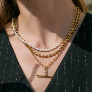 Châu Âu Mỹ ins Zircon Thép Titan Hình Học Vòng Cổ Nữ