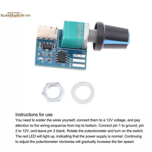 TRTR DC 12V Bộ điều khiển tốc độ quạt một kênh Bộ điều khiển tốc độ PLC Điều khiển động cơ 25KHZ với điện áp quay để điều chỉnh VN