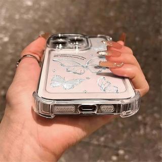 Bướm bóng rõ ràng Rhyme vẽ cho iPhone 17Air trường hợp iPhone 16/15/14 Quad chống ngã