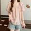 Áo sơ mi ngắn tay ren Puff dành cho nữ Thiết kế mùa hè có viền Áo sơ mi nhỏ cổ vuông phù hợp cho mọi trận đấu của Pháp