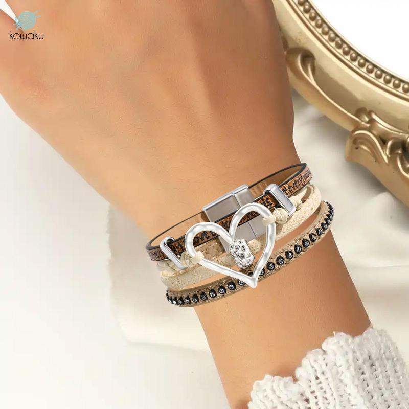 Vòng tay đính cườm thủ công nhiều lớp có khóa, phù hợp cho bữa tiệc của bé gái tuổi teen