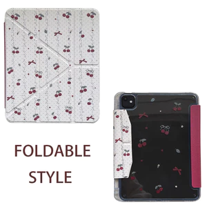 Vỏ cứng bằng da gấp chữ Y Polka Cherry cho Mini6 Mini7 A17Pro IPad 5 6 7 8 9 10 11 12 A16 A19 Air 2 3 4 5 6 7 Air 11 M2 M3 M4 Pro11 Pro13 M4 M5 2024 2025 Khe cắm bút chì 2026