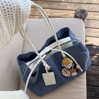 Túi Tote vải phong cách Hàn Quốc dung tích lớn nhiều ngăn có khóa kéo đeo vai chứa máy tính 14 inch dùng đi làm văn phòng đi học hàng ngày #4469