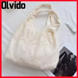 Túi đeo nách OLVIDO, Túi đeo vai hoa cầm tay, Túi xách ren vải ren công suất lớn thời trang dành cho nữ