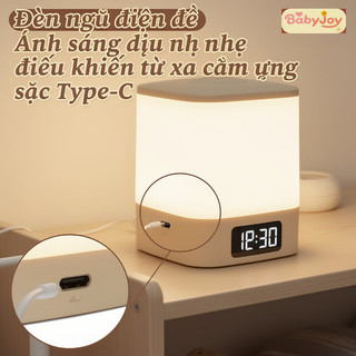 【BabyJoy】đèn ngủ để bàn tích điện đồng hồ led điều khiển từ xa 3 màu chỉnh sáng cho phòng ngủ trẻ
