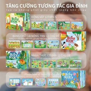 Busy book bóc dán – Tái sử dụng nhiều lần – 4 chủ đề: alphabet, số đếm, trang trại,đại dương – Rèn luyện tư duy&quan sát