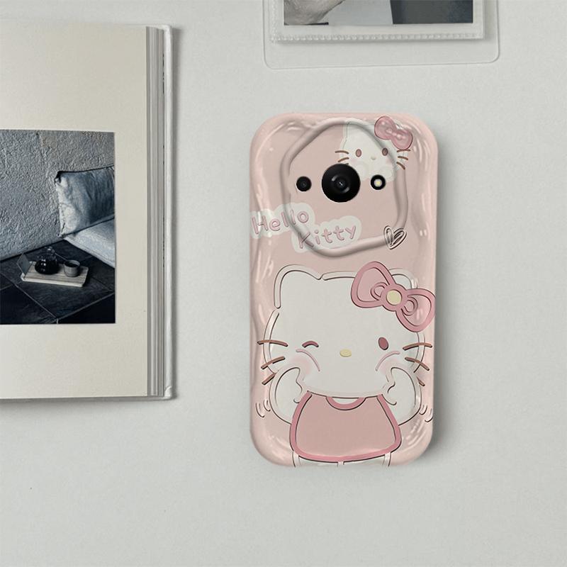 Vỏ Cho Redmi A3 Redmi A3X POCO C61 Vỏ Kem Hoạt Hình Cặp Đôi Mèo Mềm TPU 3D Sóng Silicon Vỏ Điện Thoại